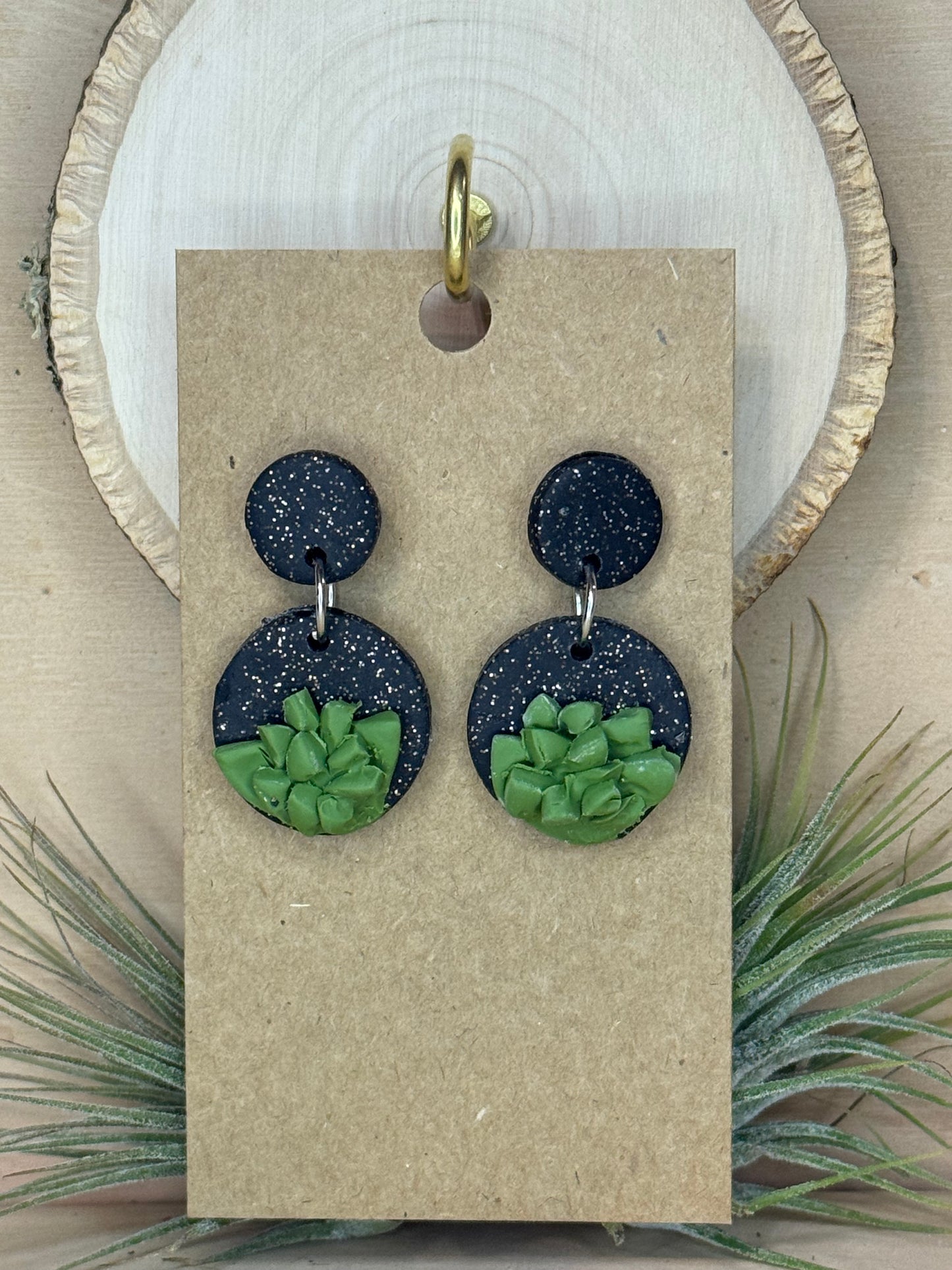 Midnight Succulent Dangles