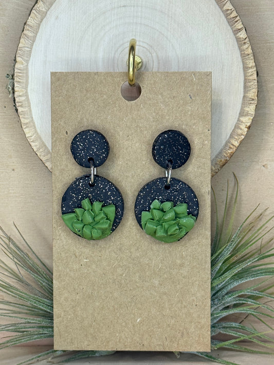 Midnight Succulent Dangles
